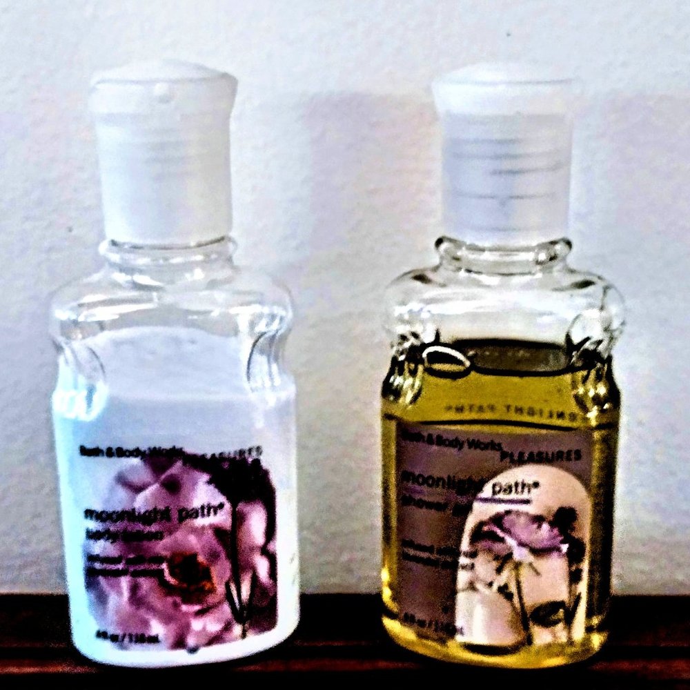 Bath & Body Works ~ MOONLIGHT PATH "PLEASURES" ~  4 Oz. Shower Gel / Lotion SET